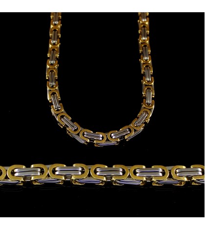 Цепочка из ювелирной стали с византийским плетением комбинированная